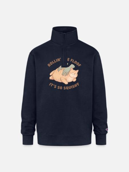 Rollin The Floof - Champion Unisex 1/4 Zip Pullover Sweatshirt - navy