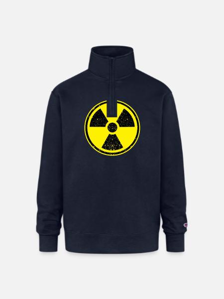 Nuclear Radiation symbol - Champion Unisex 1/4 Zip Pullover Sweatshirt - navy