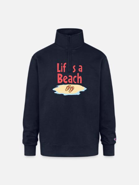 Life's a Beach Sandals Illustration - Champion Unisex 1/4 Zip Pullover Sweatshirt - navy