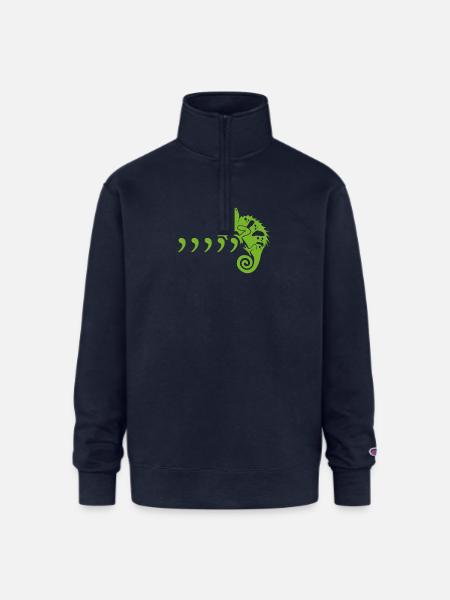 Comma Chameleon - Champion Unisex 1/4 Zip Pullover Sweatshirt - navy