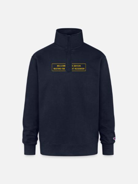 Internet Humor Money Meme - Champion Unisex 1/4 Zip Pullover Sweatshirt - navy