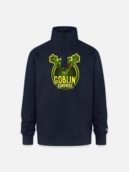 SURPRISED GOBLIN - Champion Unisex 1/4 Zip Pullover Sweatshirt - navy