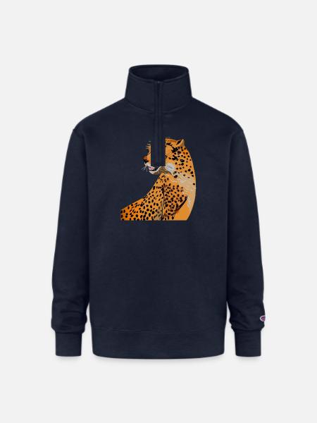 Cheetah - Champion Unisex 1/4 Zip Pullover Sweatshirt - navy