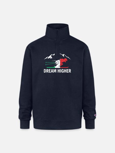 Dream Higher Alpine Skier - Champion Unisex 1/4 Zip Pullover Sweatshirt - navy
