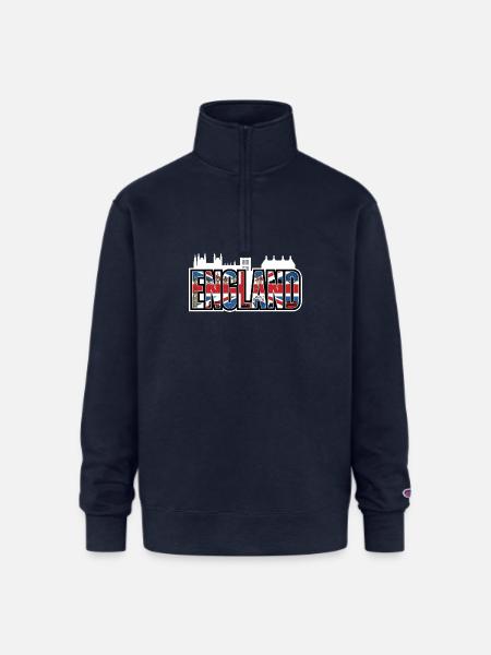 England - Champion Unisex 1/4 Zip Pullover Sweatshirt - navy