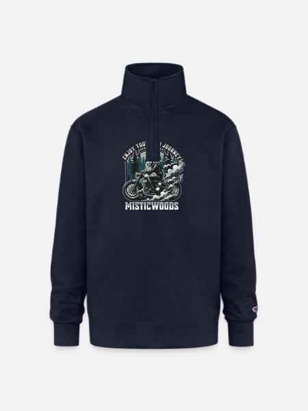 Mystic Woods Skeleton Rider - Champion Unisex 1/4 Zip Pullover Sweatshirt - navy