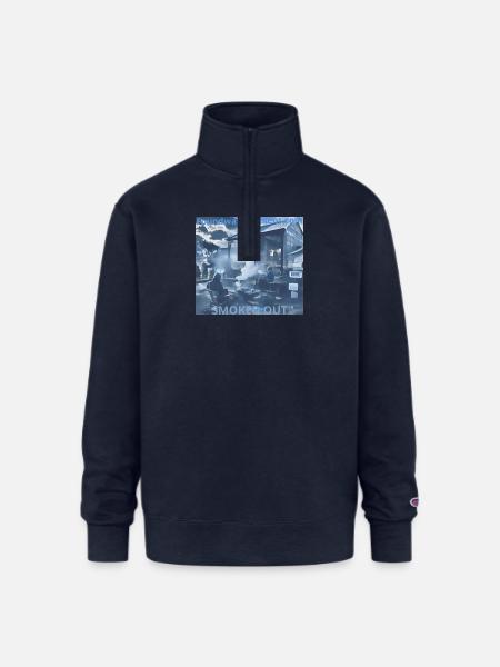 Smoked Out - Champion Unisex 1/4 Zip Pullover Sweatshirt - navy