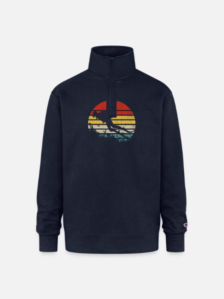 Surfer Sunset Retro Stripes - Champion Unisex 1/4 Zip Pullover Sweatshirt - navy