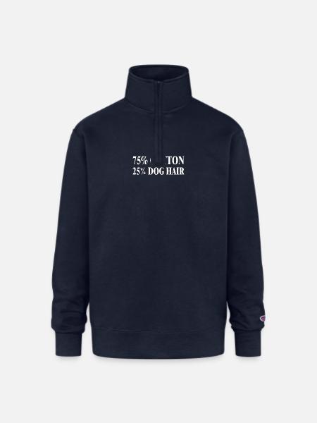 Dog Hair Cotton Blend Tee - Champion Unisex 1/4 Zip Pullover Sweatshirt - navy