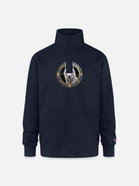 Lunar Wolf Portrait - Champion Unisex 1/4 Zip Pullover Sweatshirt - navy