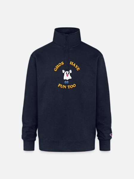 Ghosts Have Fun Too - Champion Unisex 1/4 Zip Pullover Sweatshirt - navy