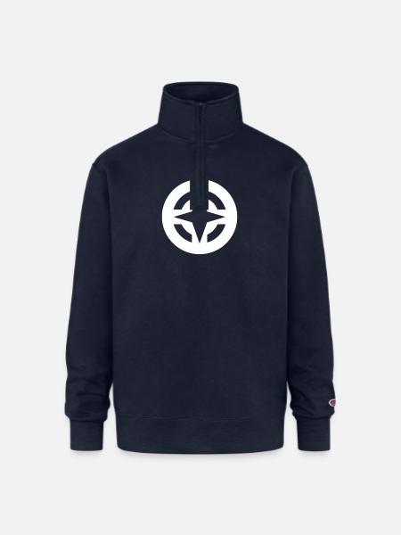 Compass Star Circular Emblem - Champion Unisex 1/4 Zip Pullover Sweatshirt - navy