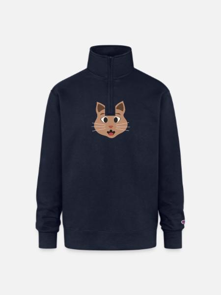 Surprised cat - Champion Unisex 1/4 Zip Pullover Sweatshirt - navy