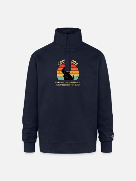 Cockapoo Retro Sunset - Champion Unisex 1/4 Zip Pullover Sweatshirt - navy