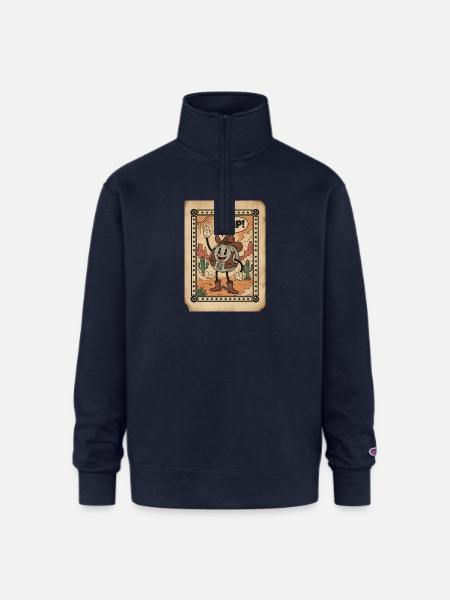 Desert Cowboy Skip Card - Champion Unisex 1/4 Zip Pullover Sweatshirt - navy