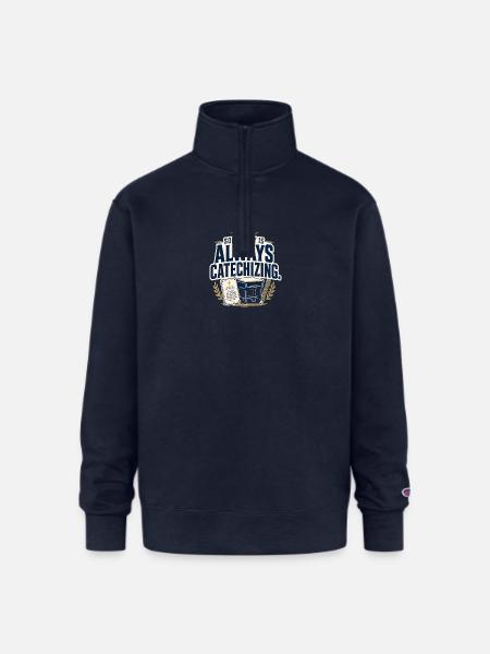 Somebody Is Always Catechizing Homeschool - Champion Unisex 1/4 Zip Pullover Sweatshirt - navy