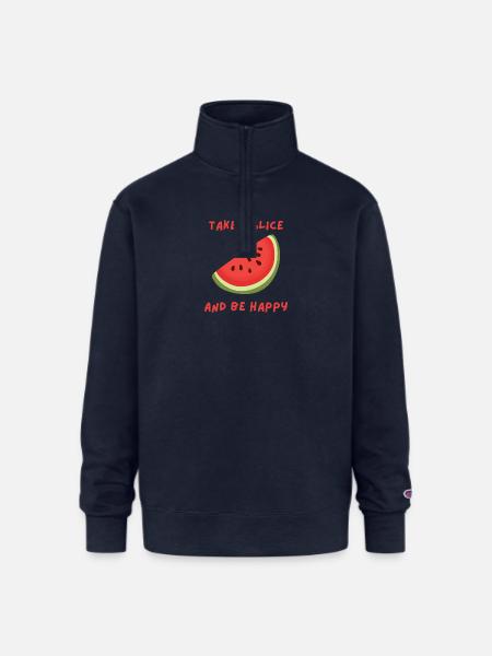 watermelon slice - Champion Unisex 1/4 Zip Pullover Sweatshirt - navy
