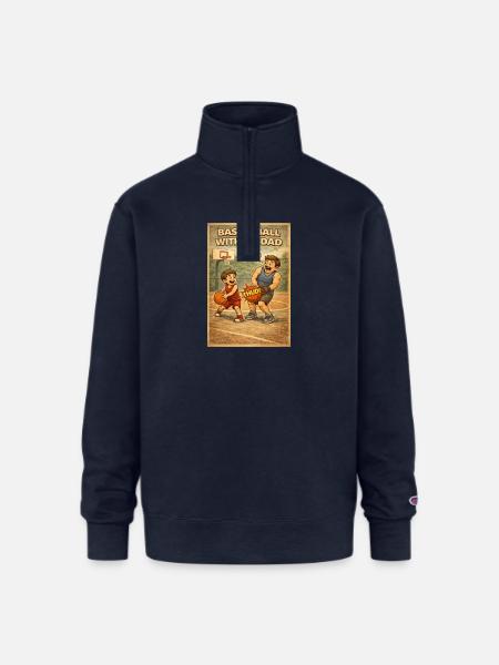 Basketball Bond: Dad and Kid - Champion Unisex 1/4 Zip Pullover Sweatshirt - navy
