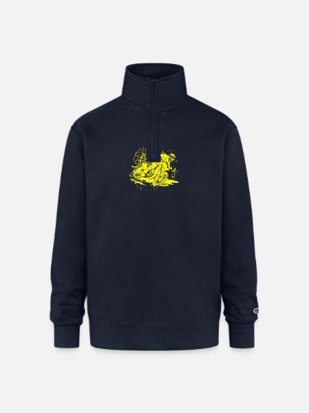 Neon Splash Chaos - Champion Unisex 1/4 Zip Pullover Sweatshirt - navy