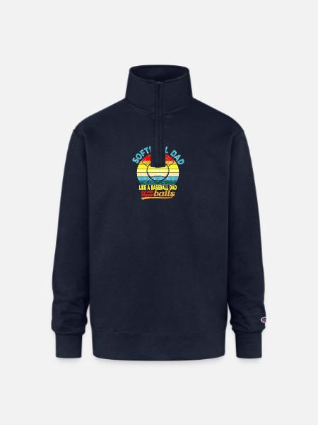 Softball Dad Humor Tee - Champion Unisex 1/4 Zip Pullover Sweatshirt - navy