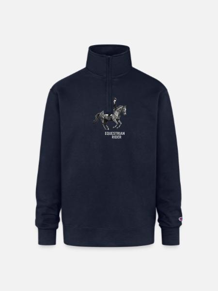 Monochrome Equestrian Rider - Champion Unisex 1/4 Zip Pullover Sweatshirt - navy