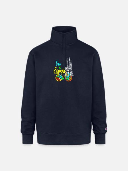 Vuelta Espana Neon Bicycle - Champion Unisex 1/4 Zip Pullover Sweatshirt - navy