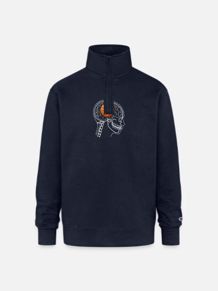 BASKETBALL BRAIN ON X-RAY DESIGN - Champion Unisex 1/4 Zip Pullover Sweatshirt - navy