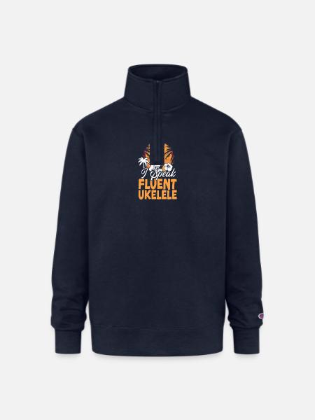 Hawaiian Ukulele Uke I Speak - Champion Unisex 1/4 Zip Pullover Sweatshirt - navy
