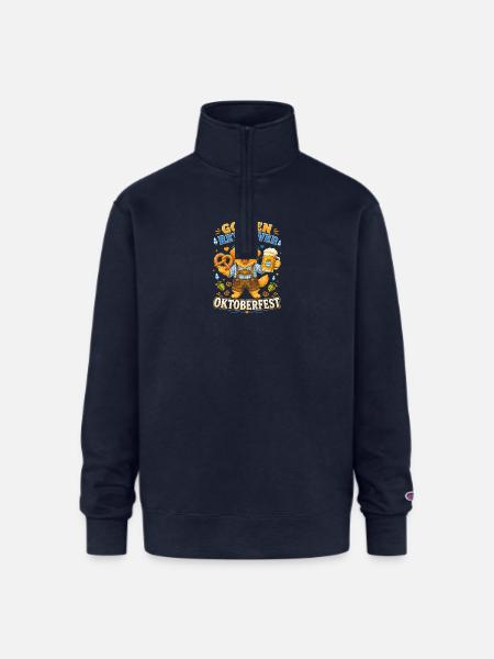 Golden Retriever Oktoberfest Cheer - Champion Unisex 1/4 Zip Pullover Sweatshirt - navy