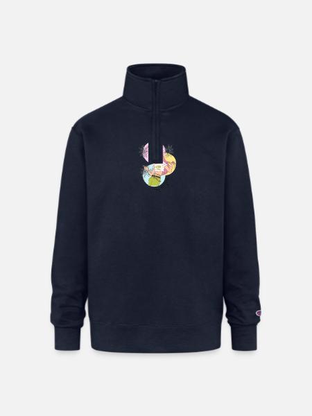 Pastel Leafy Heroine - Champion Unisex 1/4 Zip Pullover Sweatshirt - navy