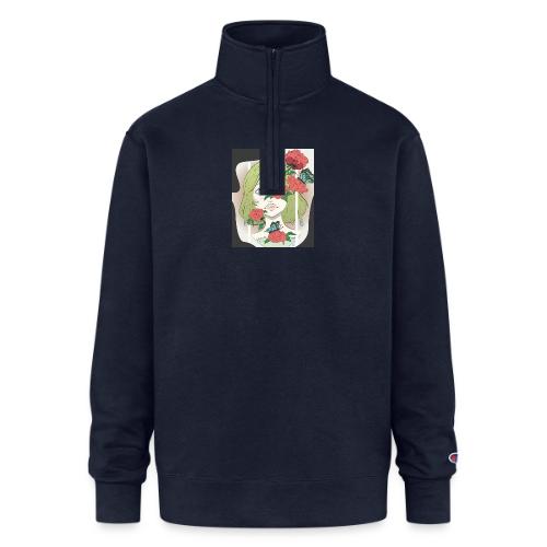 Girl with Rose Vine - Champion Unisex 1/4 Zip Pullover Sweatshirt