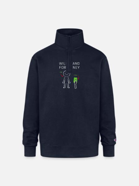 Funny Money Meme - Champion Unisex 1/4 Zip Pullover Sweatshirt - navy