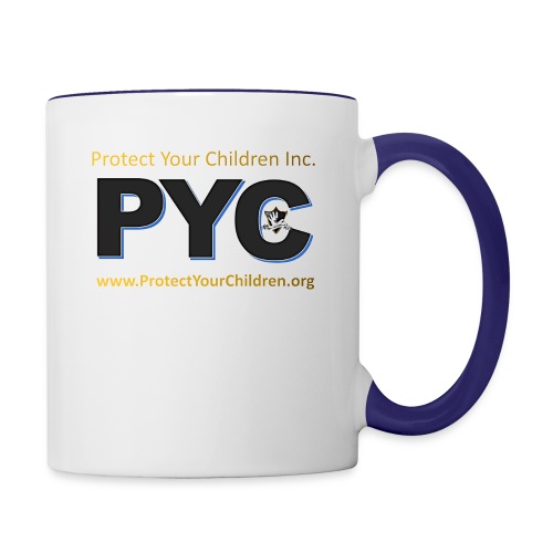 PYC Logo on the front and Happy Kids on the back - Contrast Coffee Mug
