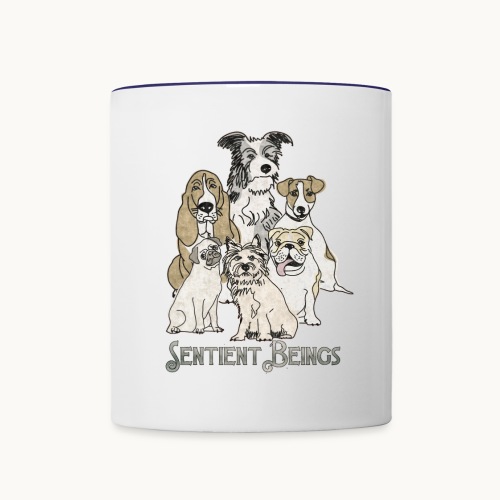 DOGS-SENTIENT BEINGS-white text-Carolyn Sandstrom - Contrast Coffee Mug