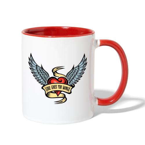 Love Gives You Wings, Heart With Wings - Contrast Coffee Mug