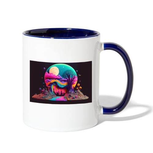 Spooky Full Moon Psychedelic Landscape Paint Drips - Contrast Coffee Mug