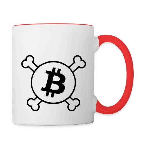 btc pirateflag jolly roger bitcoin pirate flag - Contrast Coffee Mug