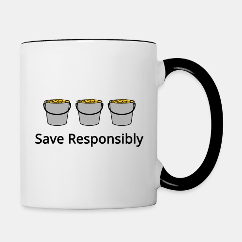 Save Responsibly - Three buckets with money - Contrast Coffee Mug