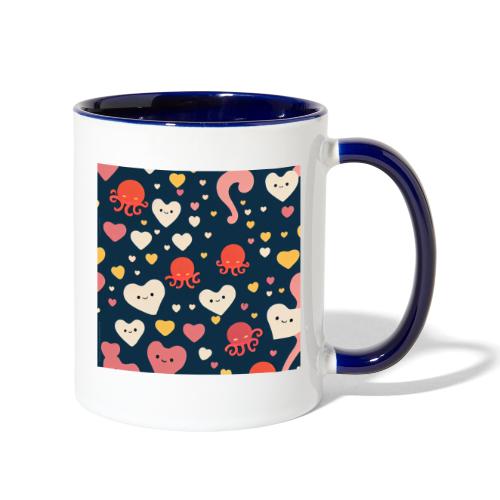 Hearts and Octopuses Swimming In The Sea - Super C - Contrast Coffee Mug
