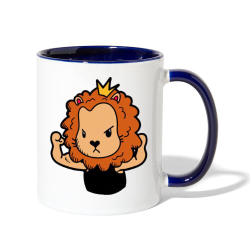 Cute Strong Lion Flexing Muscles - Contrast Coffee Mug