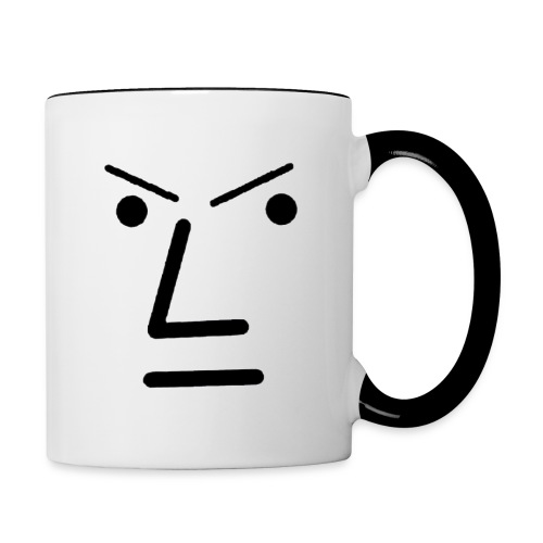 Grey Face Design Angry - Contrast Coffee Mug