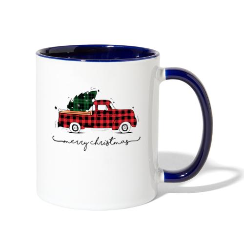 Merry Christmas Red Truck & Tree - Contrast Coffee Mug