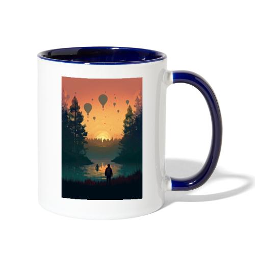 Surreal Hot Air Balloons Forest Landscape - Contrast Coffee Mug
