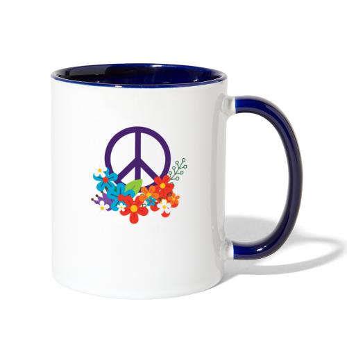 Hippie Peace Design With Flowers - Contrast Coffee Mug
