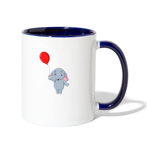 Baby Elephant Holding A Balloon - Contrast Coffee Mug