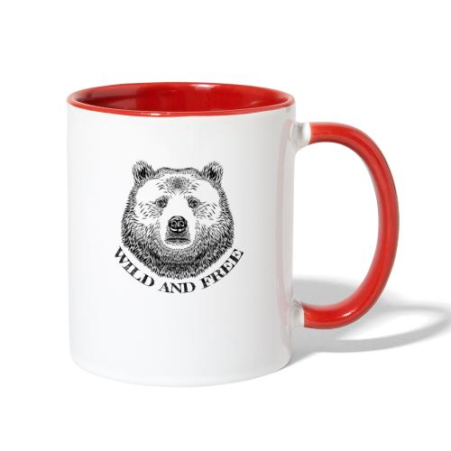 Bear Head, Wild And Free, Hand Drawn Illustration - Contrast Coffee Mug