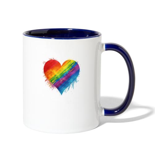 Watercolor Rainbow Pride Heart - LGBTQ LGBT Pride - Contrast Coffee Mug