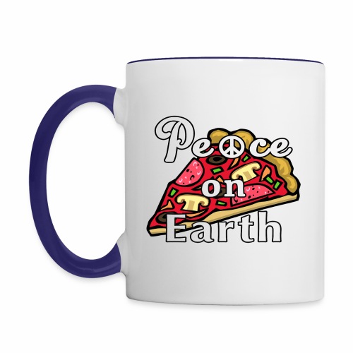Peace on Earth, Mozzarella Pepperoni Pizzeria Pie. - Contrast Coffee Mug