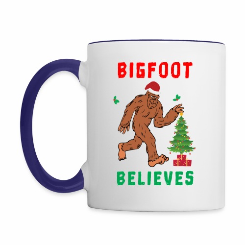 Bigfoot Believes in Christmas Snowy Squatchy Beast - Contrast Coffee Mug