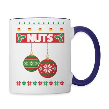 Chest Nuts Christmas Ugly Matching Chestnuts - Contrast Coffee Mug - white/cobalt blue - Right